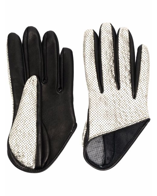 Manokhi panelled metallic-effect leather gloves