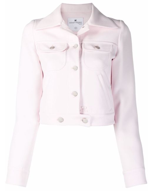 Courrèges notched-collar cropped jacket