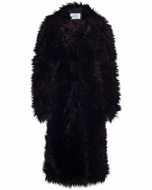 Prada single-breasted faux-fur coat