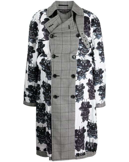 Comme Des Garçons Homme Plus check-panelled floral-print coat