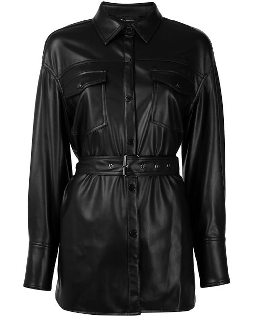 Armani Exchange faux-leather shirt coat