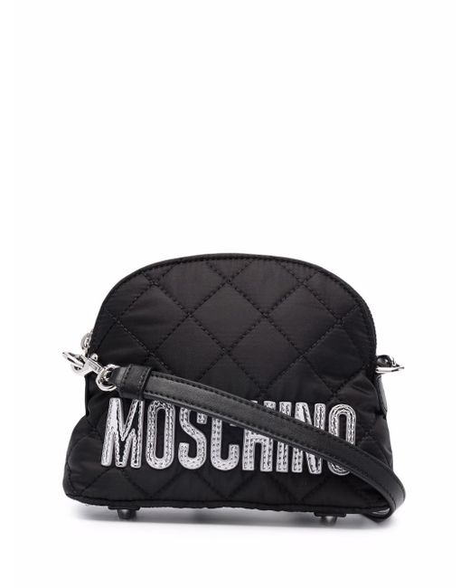 Moschino logo-patch quilted shoulder bag