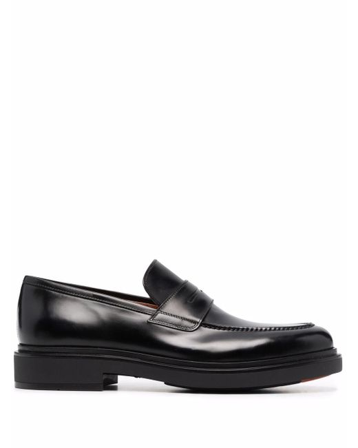 Santoni brushed leather penny loafers