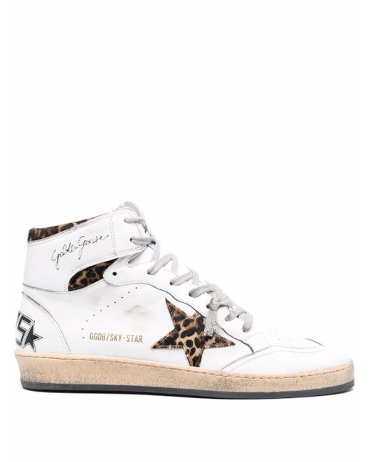 Golden Goose logo-print high-top leather sneakers