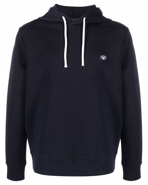 Emporio Armani long-sleeved logo patch hoodie