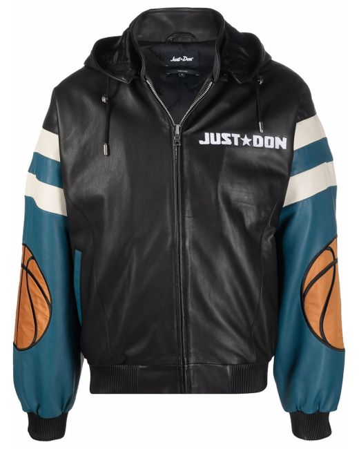 Just Don Chicago leather hooded bomber jacket