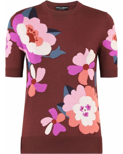 Dolce & Gabbana floral pattern knitted silk top