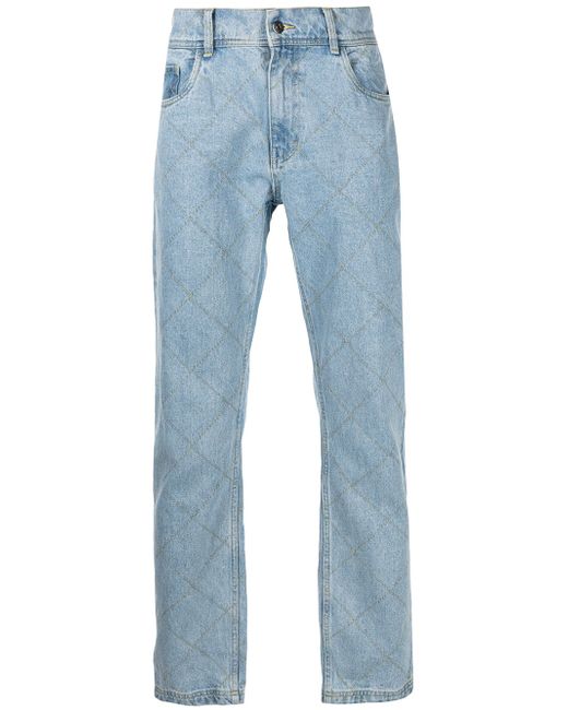 Pleasures geometric-print straight-leg jeans