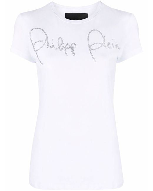 Philipp Plein rhinestone embellished logo T-shirt