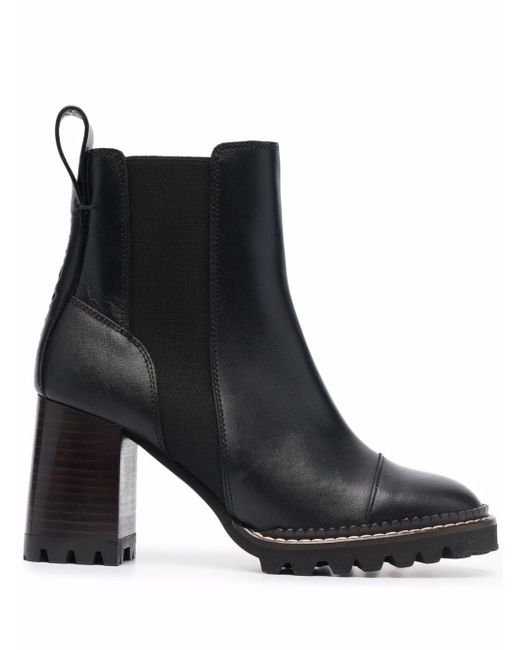 See by Chloé block-heel leather ankle boots