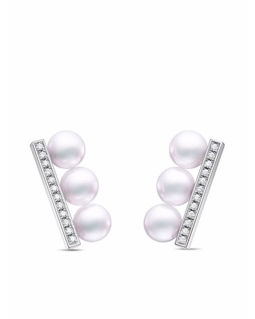 Tasaki 18kt white gold Balance Neo Akoya pearl and diamond earrings