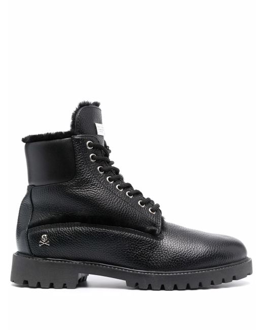 Philipp Plein shearling-lined lace-up boots