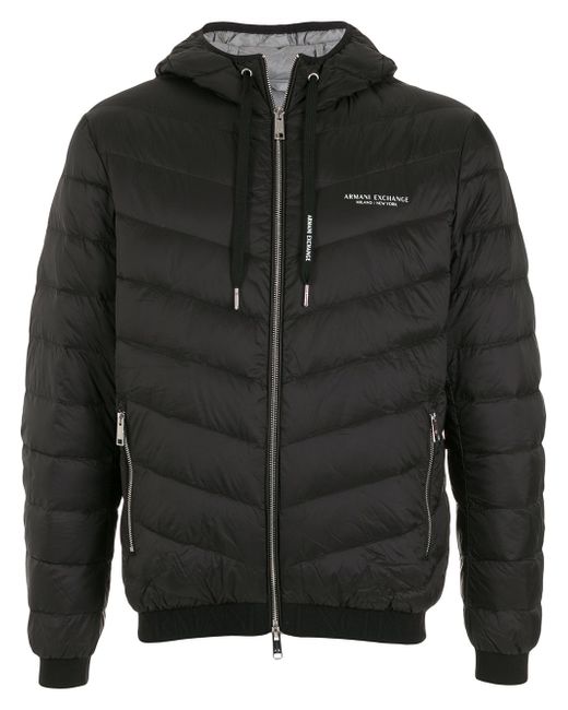 Armani Exchange logo zipped hooded jacket