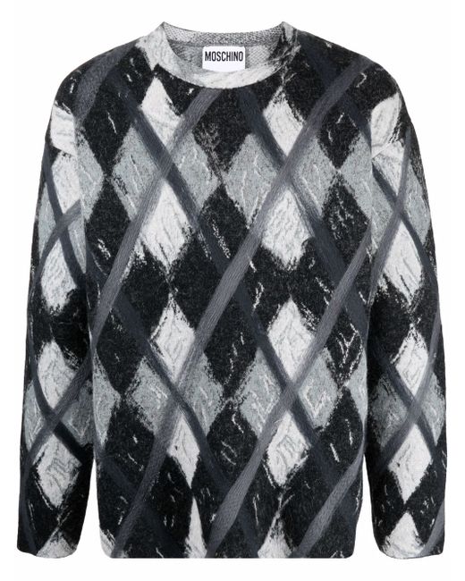 Moschino argyle-pattern wool-blend jumper