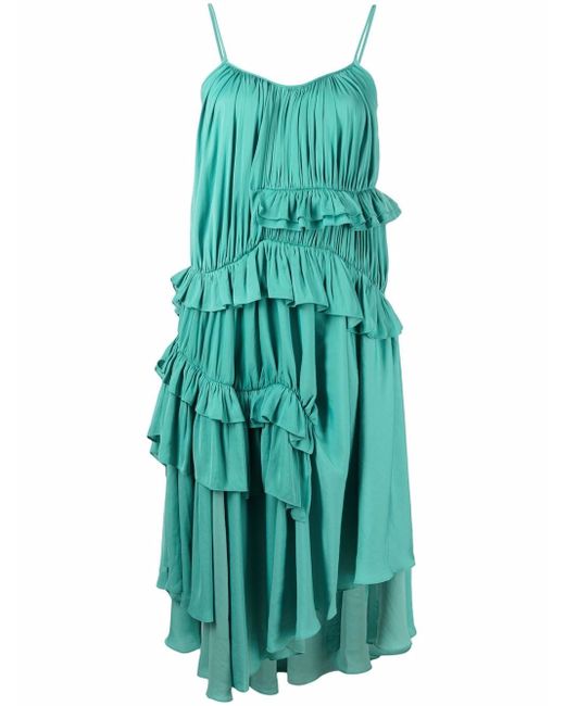Andersson Bell asymmetric gathered ruffle dress