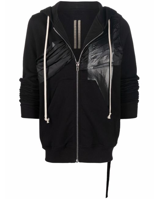 Rick Owens DRKSHDW pleated-patchwork zipped hoodie