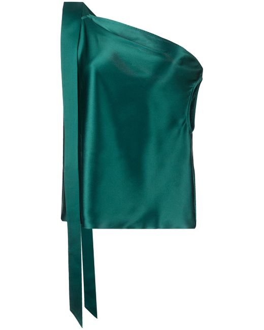 Michelle Mason silk off-shoulder draped top