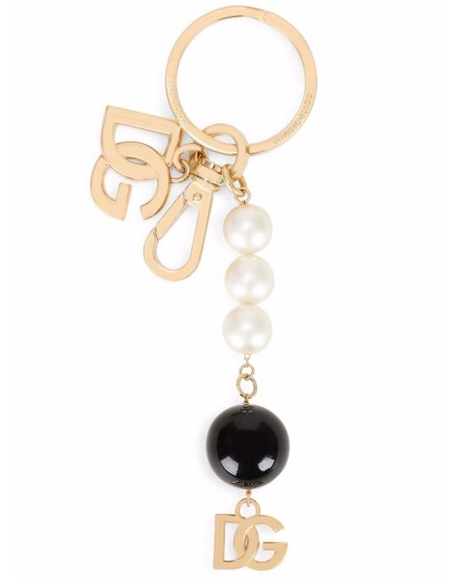 Dolce & Gabbana bead-chain logo charm keyring