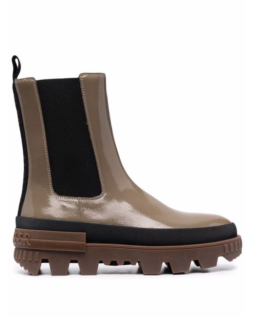 Moncler elasticated-panels leather boots