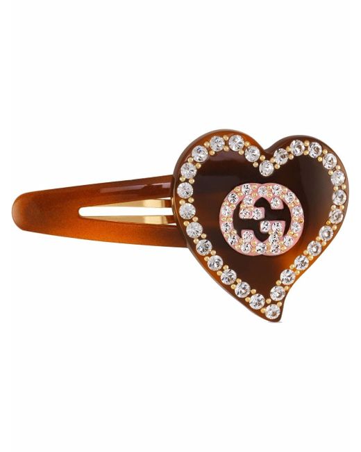 Gucci Hair clip with GG and heart detail
