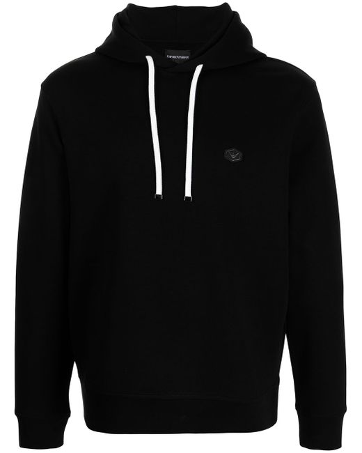 Emporio Armani logo-patch cotton-blend hoodie