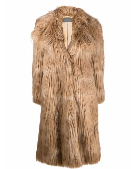 Alberta Ferretti faux-fur single-breasted coat