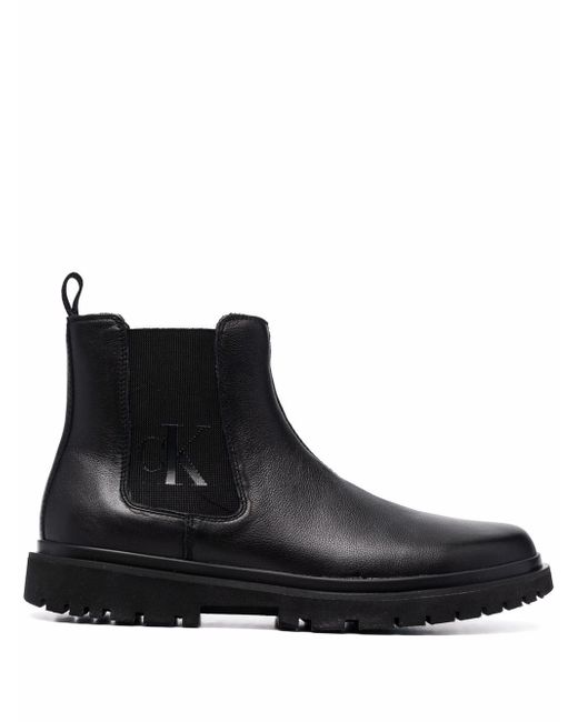 Calvin Klein logo-print leather Chelsea boots