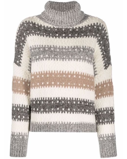 Peserico striped chunky roll-neck jumper