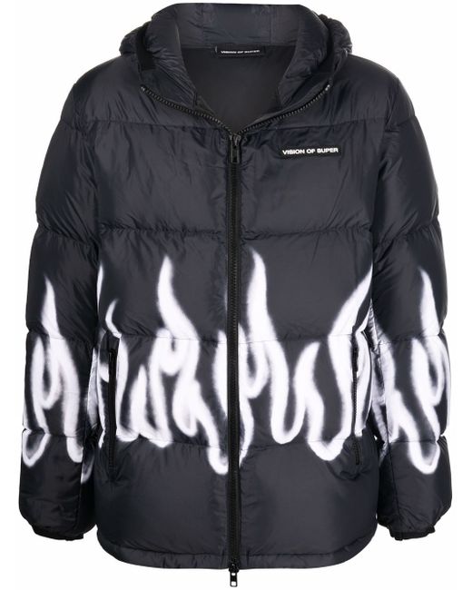 Vision Of Super flame-print padded down jacket