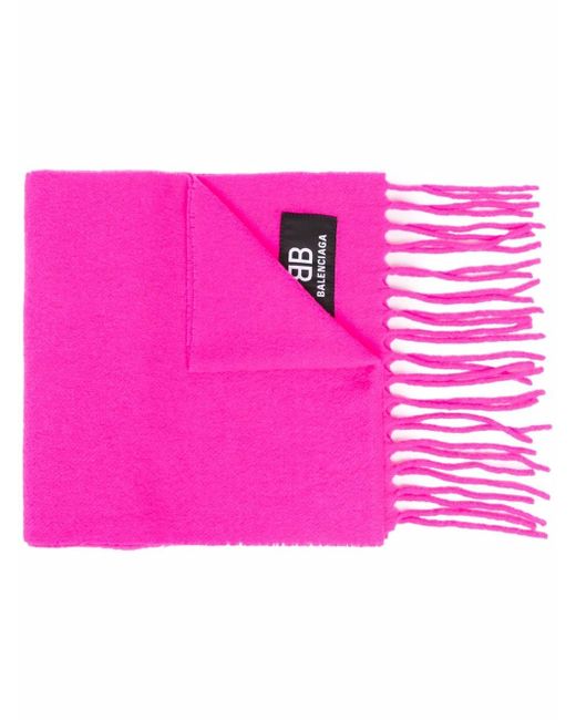 Balenciaga logo patch fringed scarf
