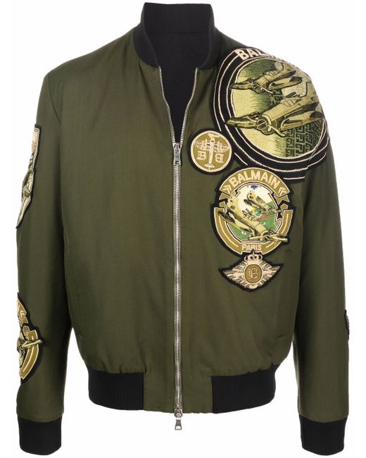 Balmain multi-badge aviator jacket