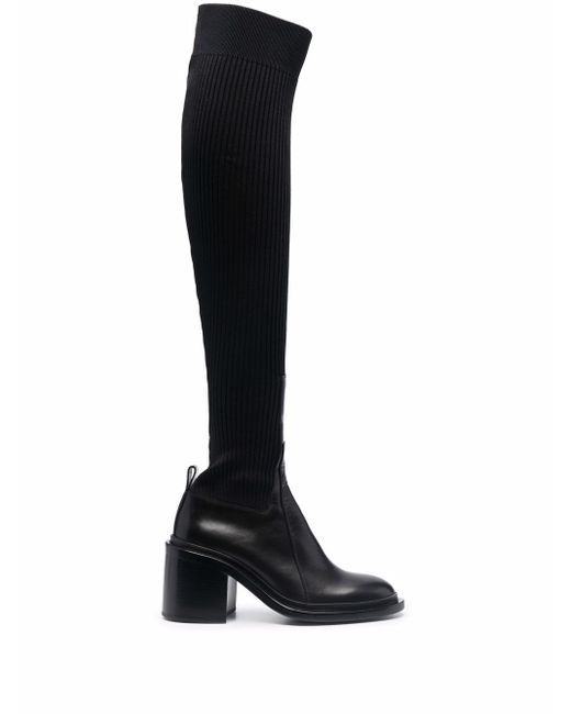 Jil Sander ribbed leather over-the-knee boots