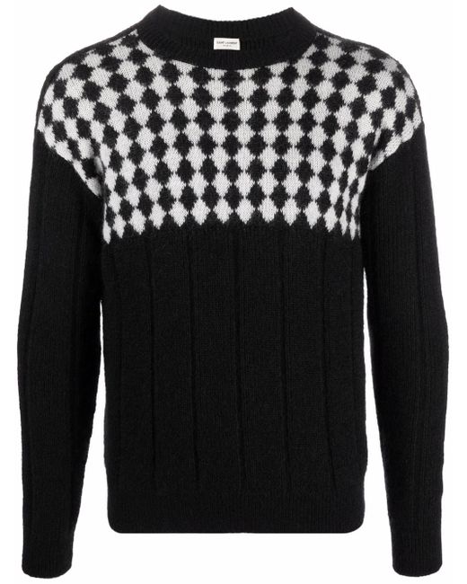 Saint Laurent checker knitted jumper