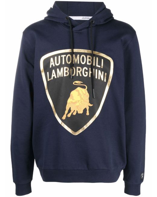 Automobili Lamborghini metallic-effect logo-print hoodie