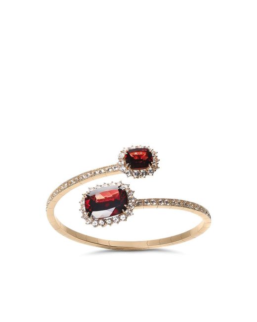 Dolce & Gabbana 18kt yellow Heritage rodolith garnet and colourless sapphire cuff