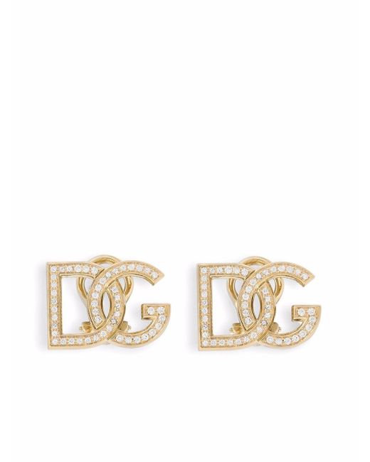 Dolce & Gabbana 18kt yellow logo sapphire clip-on earrings