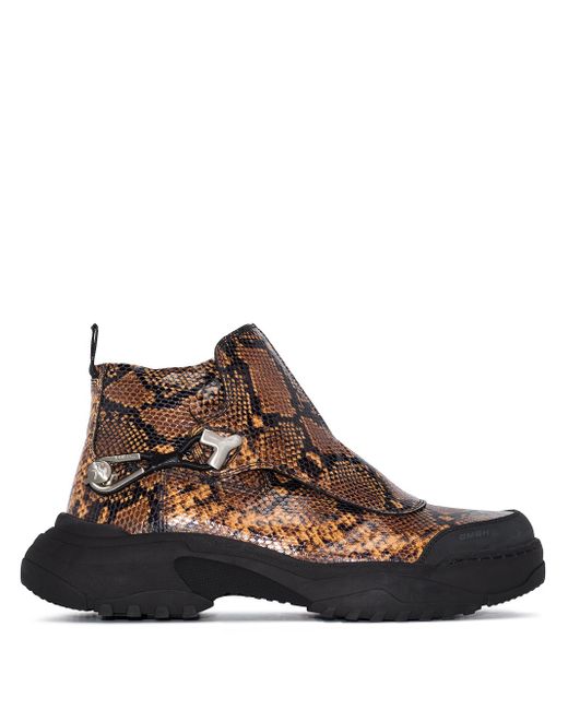 GmBH Workwear snakeskin-print ankle boots