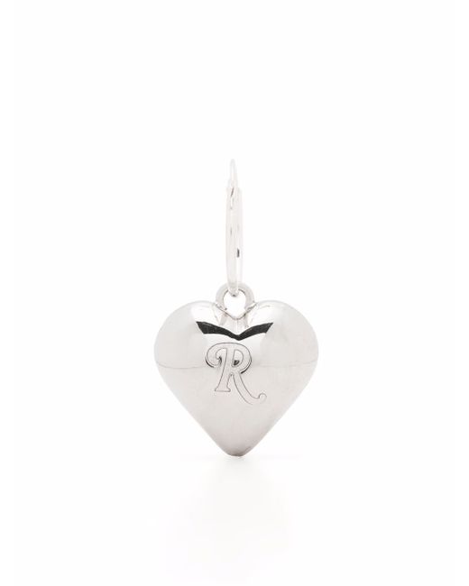 Raf Simons engraved logo heart earring