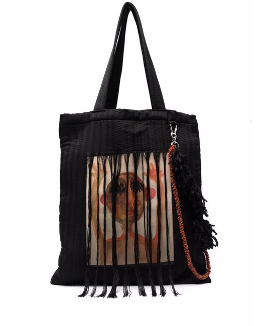 Song For The Mute painterly-print tassel tote bag