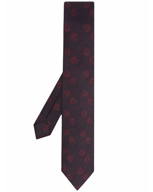 Barba geometric-pattern silk tie