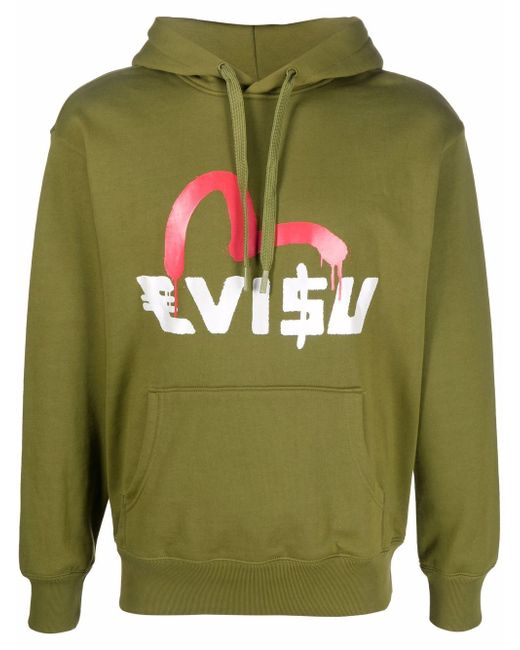 Evisu logo-print long-sleeve hoodie