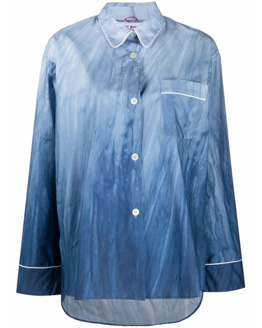 For Restless Sleepers pipe-trim pajama shirt