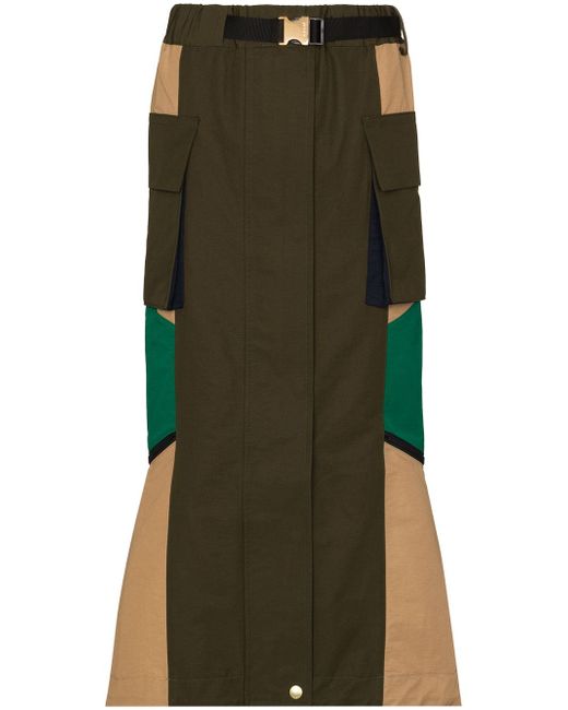 Sacai panelled zipped high-waisted skirt