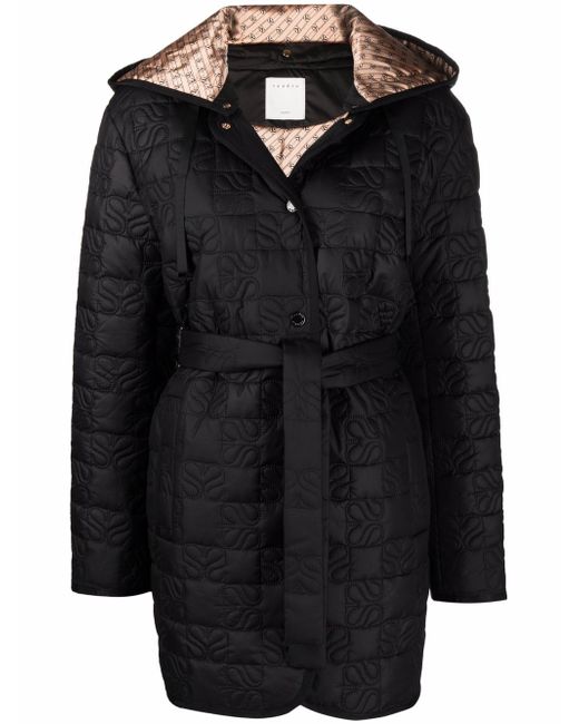 Sandro belted quilted coat