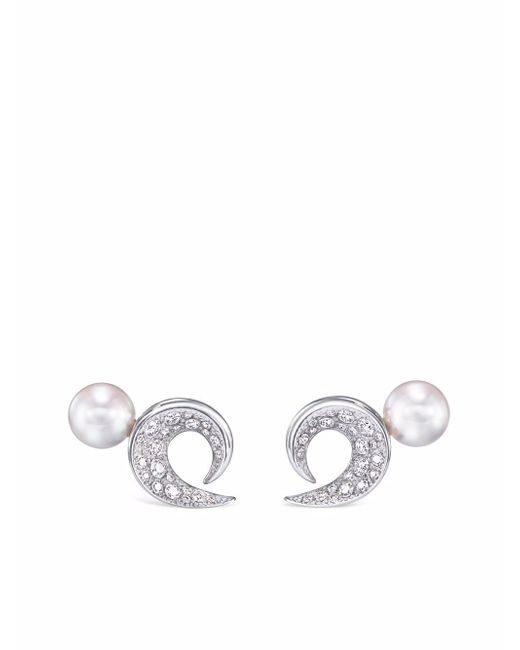 Tasaki 18kt white gold Cove diamond and pearl earrings