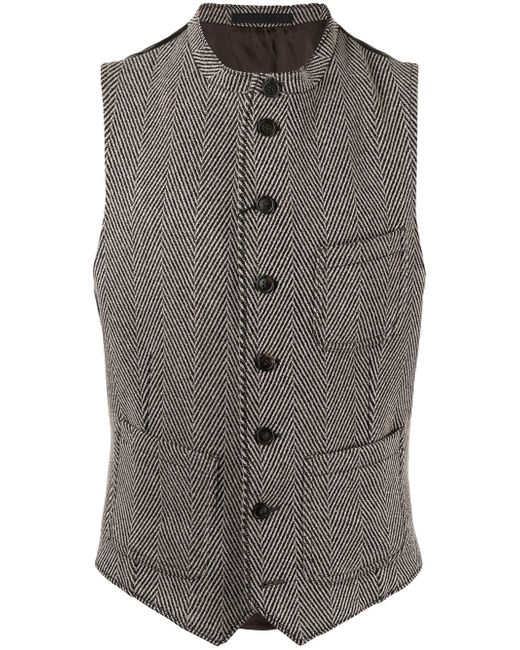 Giorgio Armani mix-fabric buttoned waistcoat