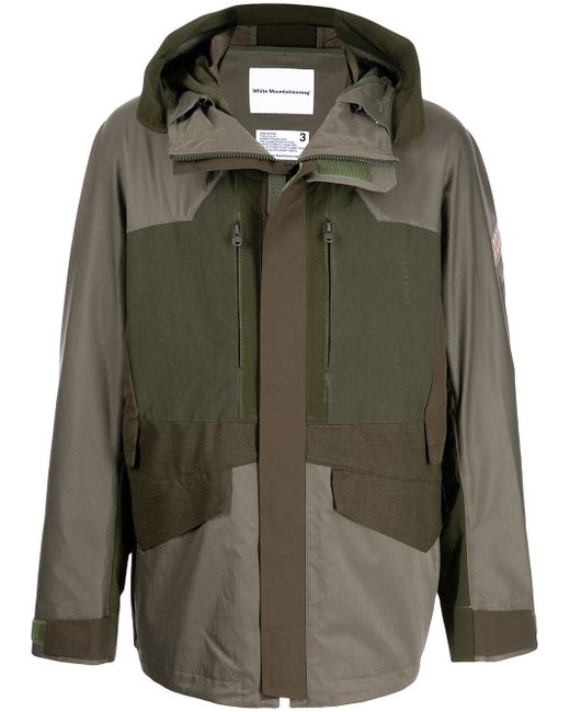 White Mountaineering layered hooded parka