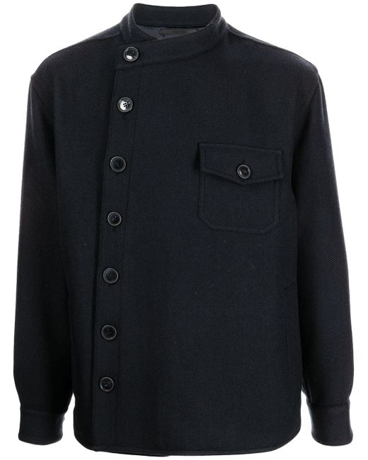 Giorgio Armani asymmetric-buttons chevron wool jacket