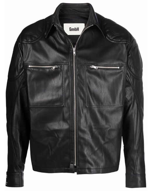 GmBH panelled zip-up biker jacket
