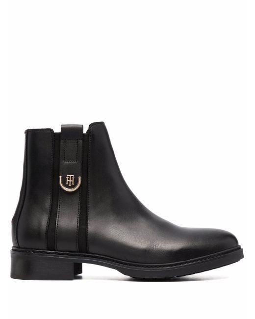 Tommy Hilfiger logo-plaque leather ankle boots